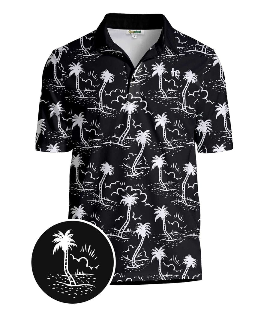 Monochrome Moonlight Polo Shirt: Men's Evergreen Outfits | Tipsy Elves