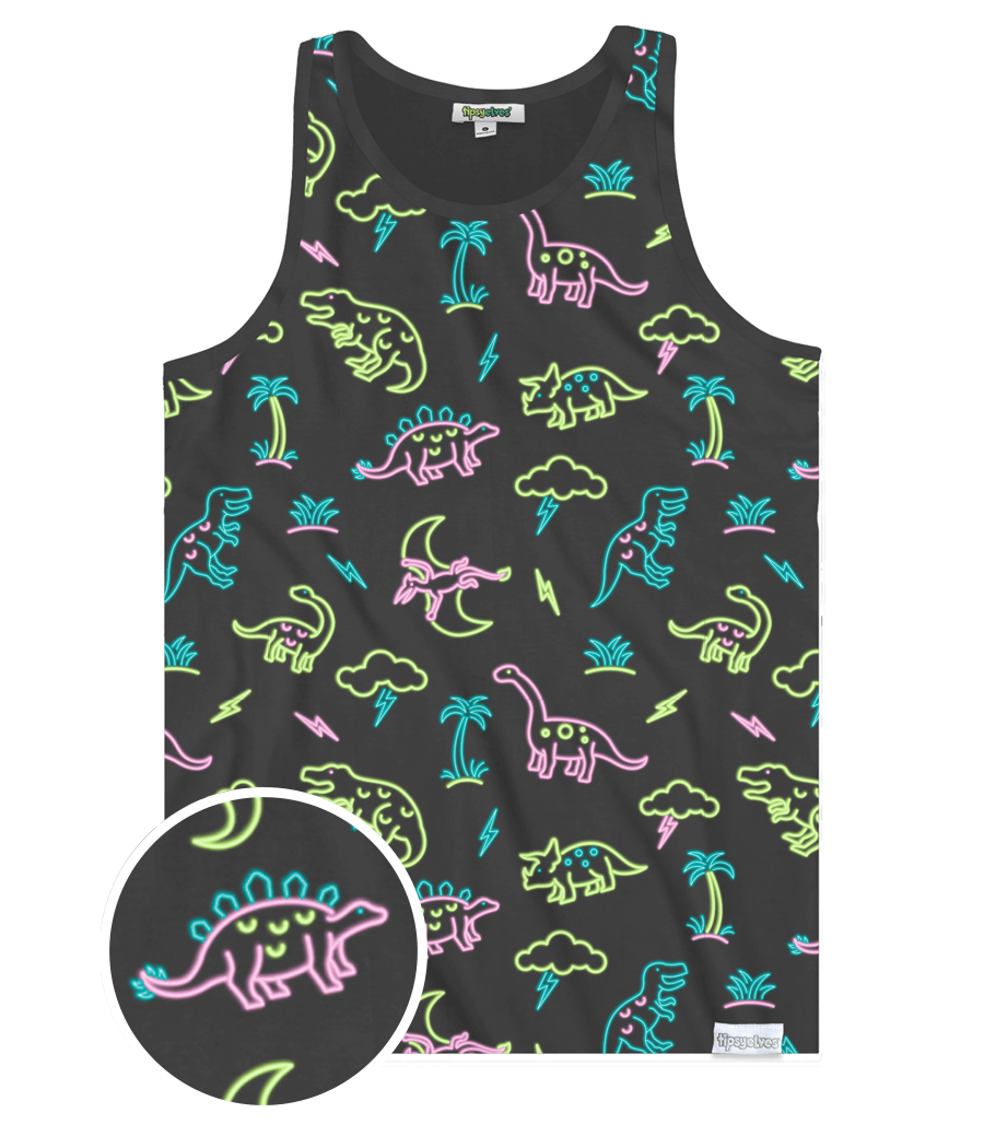 Men's Neon Dinosaur Tank Top