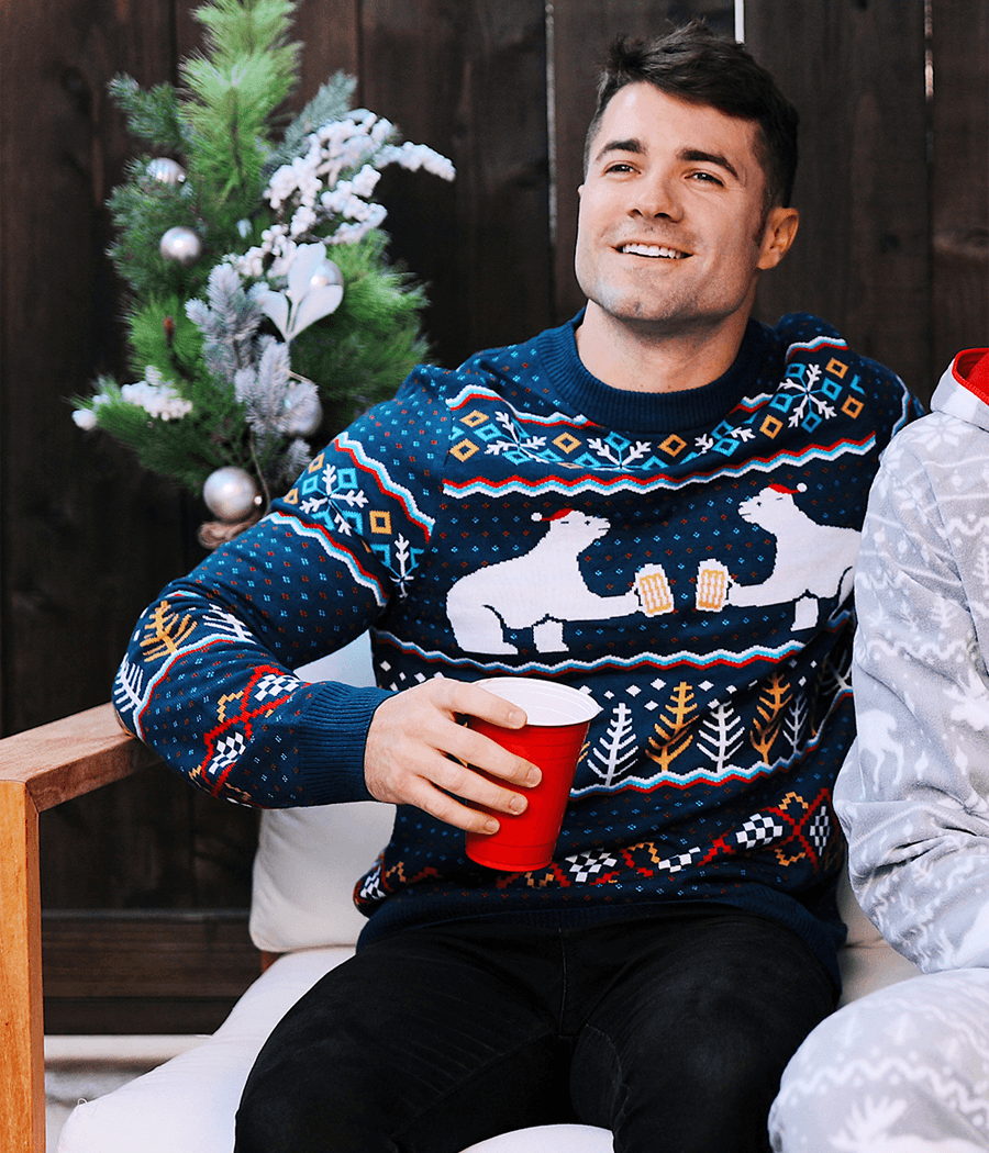 Men's Polar Bear Party Ugly Christmas Sweater Image 2