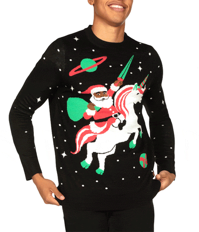 Men's Santa Unicorn Ugly Christmas Sweater