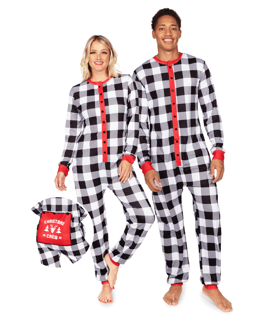 Matching Christmas Crew Plaid Couples Onesie Pajamas Primary Image