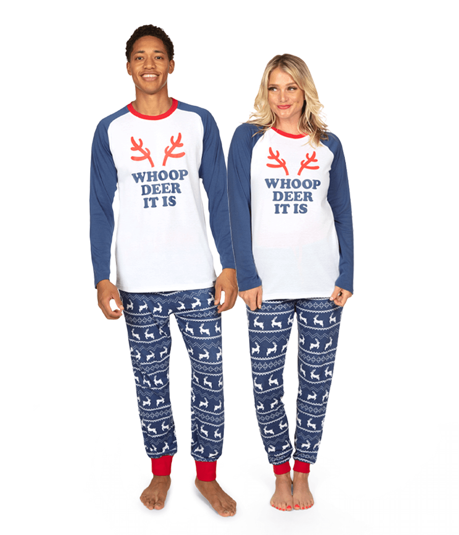 Matching Whoop Deer It Is Couples Pajamas Primary Image