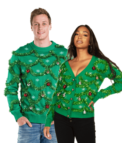Matching Guady Garland Couples Ugly Christmas Sweater