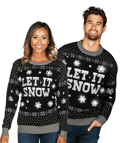 Matching Let It Snow Light Up Couples Ugly Christmas Sweater Primary Image