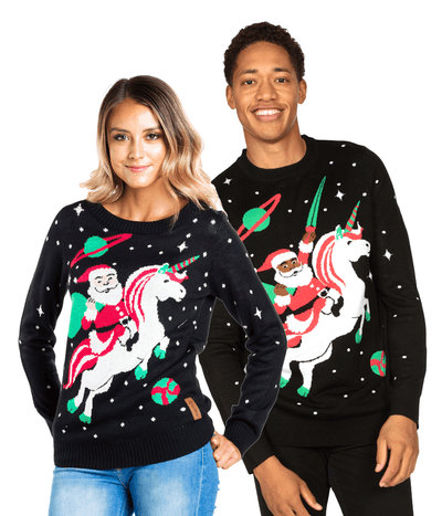 Matching Santa's Unicorn Couples Ugly Christmas Sweater Image 3