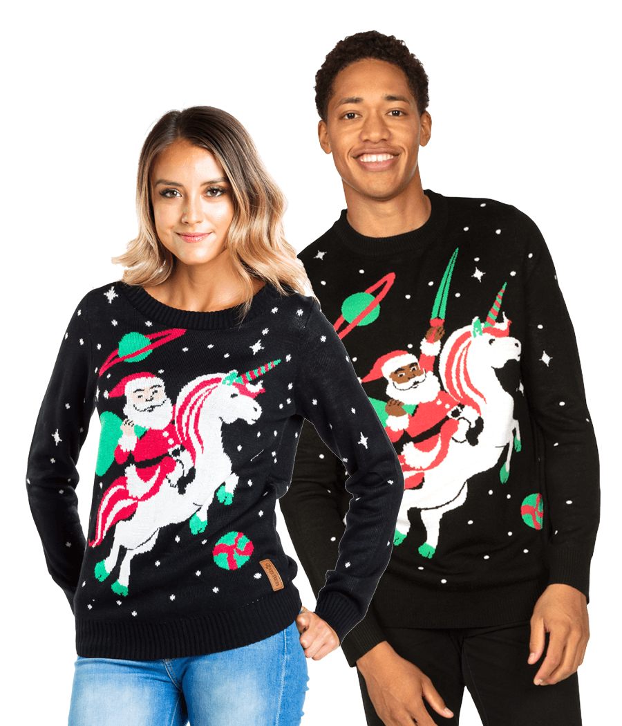 Matching Santa's Unicorn Couples Ugly Christmas Sweater