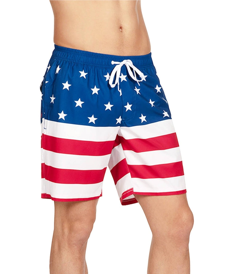 American Flag Stretch Swim Trunks Image 5