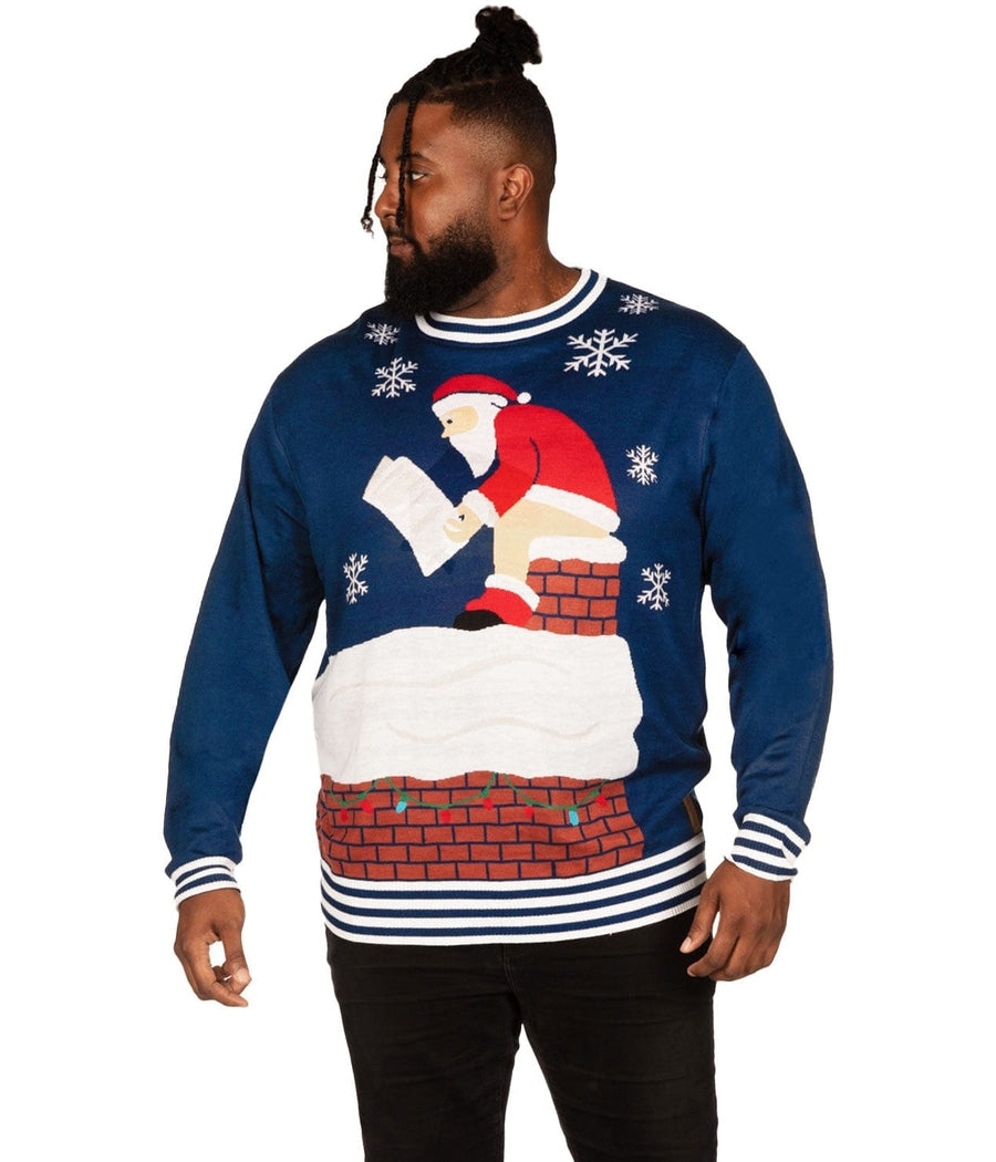 Men's Santa's Log on the Fire Big and Tall Ugly Christmas Sweater