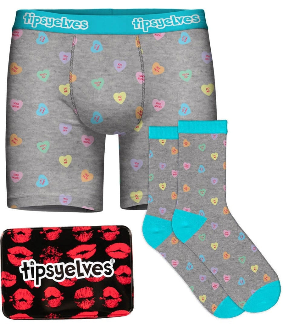 Men's Candy Hearts Boxers & Socks Gift Set