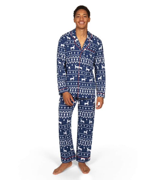 Blue Reindeer Pajama Set Men s Christmas Outfits Tipsy Elves