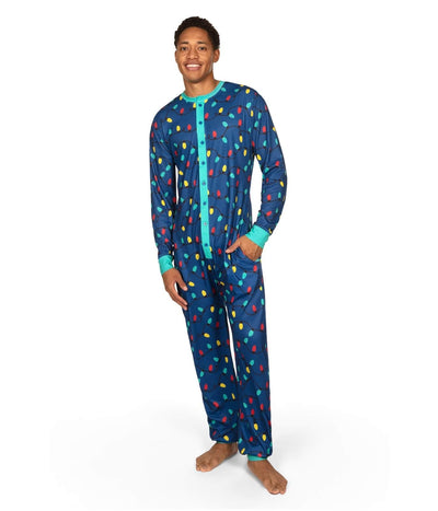 Men's Christmas Lights Onesie Pajamas Primary Image
