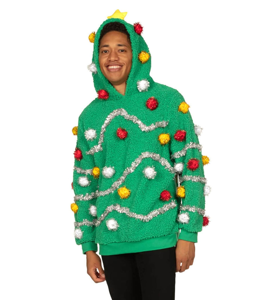 Men's Oh Christmas Tree Hooded Ugly Christmas Sweater Image 2::Men's Oh Christmas Tree Hooded Ugly Christmas Sweater