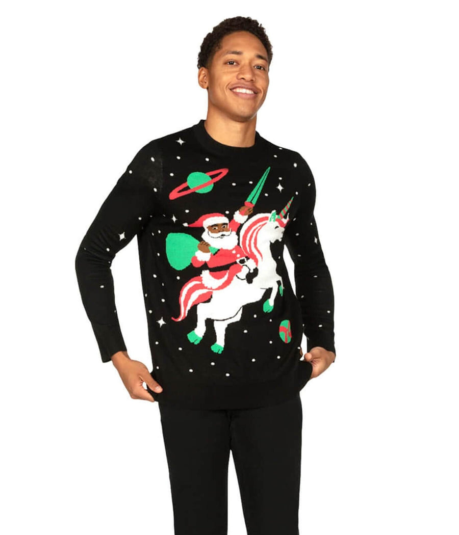 Men's Santa Unicorn Ugly Christmas Sweater Image 3::Men's Santa Unicorn Ugly Christmas Sweater