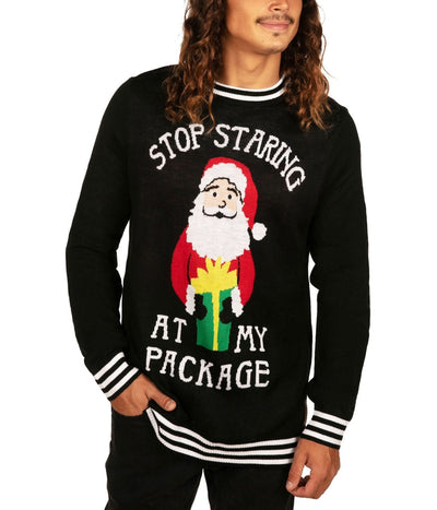 Men's Stop Staring Ugly Christmas Sweater Primary Image