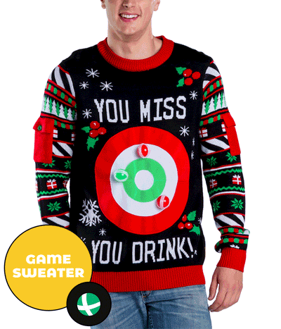 Men's Drinking Game Ugly Christmas Sweater Primary Image