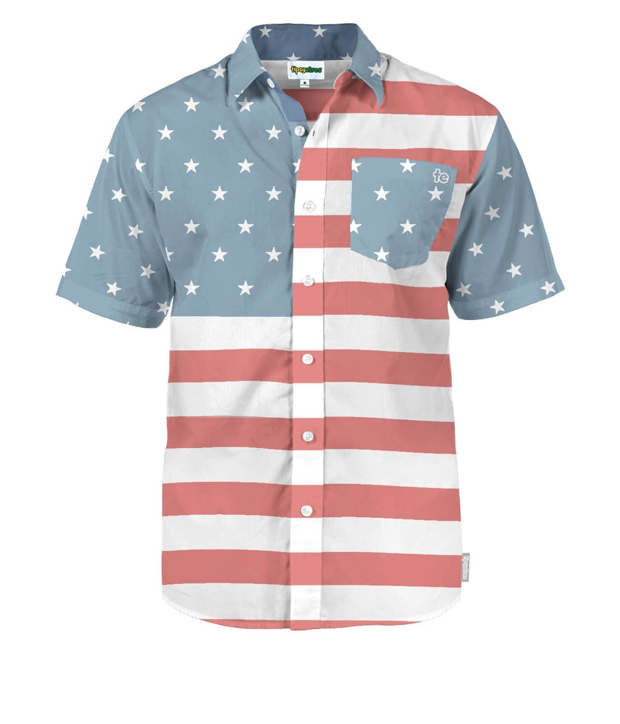 Men's Faded Flag Button Down Shirt Primary Image
