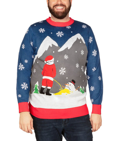 Men's Melting Snowman Big and Tall Ugly Christmas Sweater Primary Image