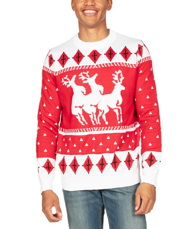 Men's Reindeer Menage A Trois Ugly Christmas Sweater Primary Image
