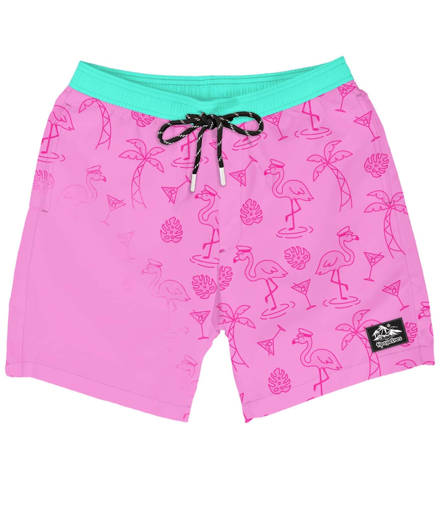 Pink Flamingo Color Changing Swim Trunks - 7.5" Inseam