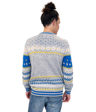 Men's Reversible Sequin Hanukkah Sweater Image 2::Men's Reversible Sequin Hanukkah Sweater