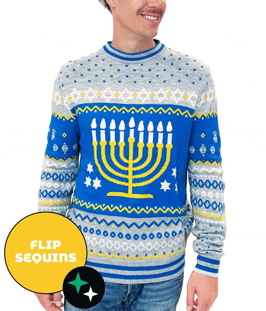 Men's Reversible Sequin Hanukkah Sweater Primary Image