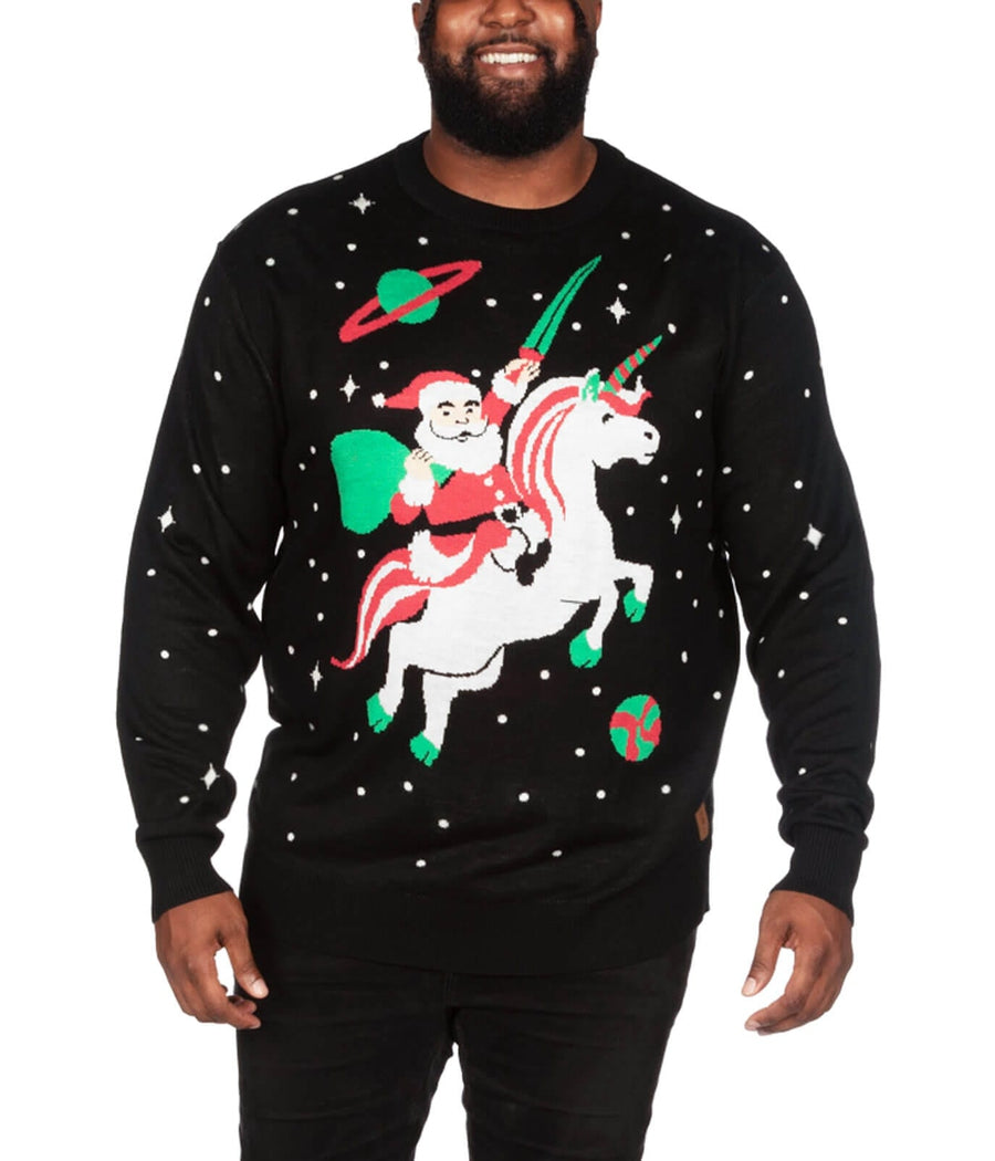 Men's Santa Unicorn Big and Tall Ugly Christmas Sweater