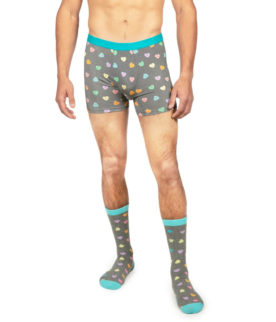 Men's Candy Hearts Boxers & Socks Gift Set Image 2::Men's Candy Hearts Boxers & Socks Gift Set