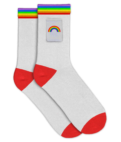 White Rainbow Socks with Pocket (Fits Sizes 8-11M) Primary Image