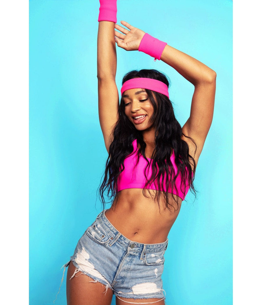 Neon Pink Zippered Sweatband Set