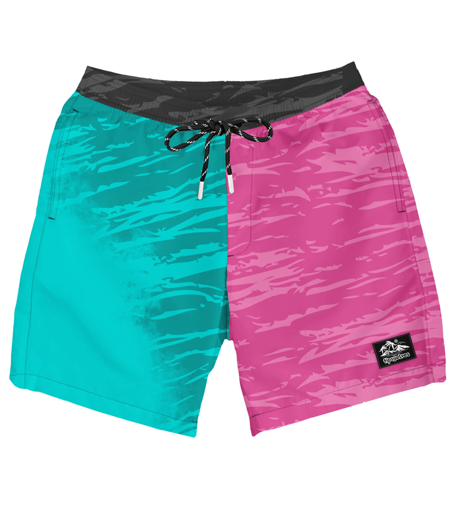 Pink and Teal Color Changing Swim Trunks Image 3