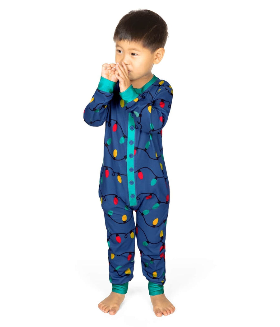 Toddler Boy's Christmas Lights Onesie Pajamas Image 2
