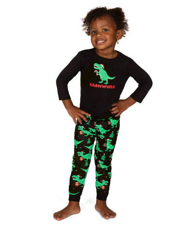 Toddler Girl's Rawr Dinosaur Pajama Set Image 2