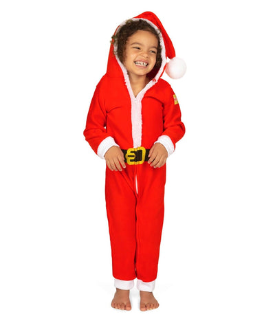 Toddler Girl's Santa Jumpsuit With Fur Image 2