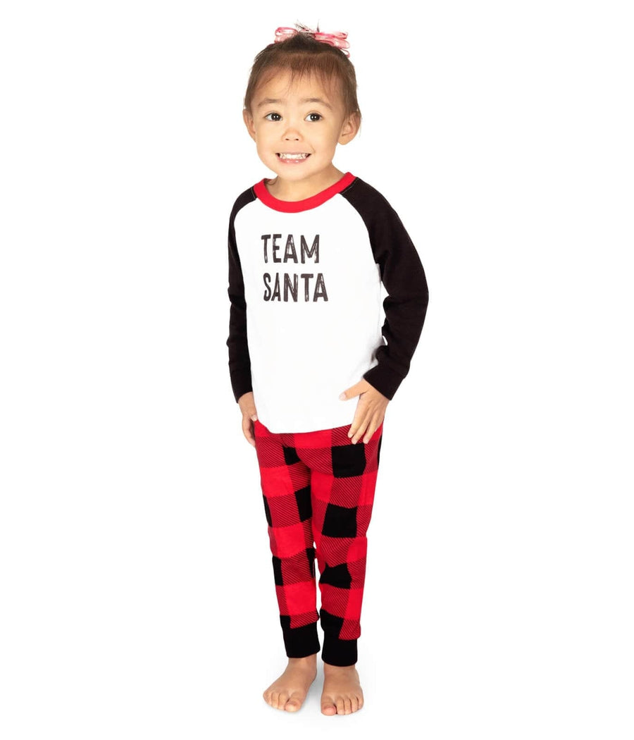 Toddler Girl's Team Santa Pajama Set Image 2
