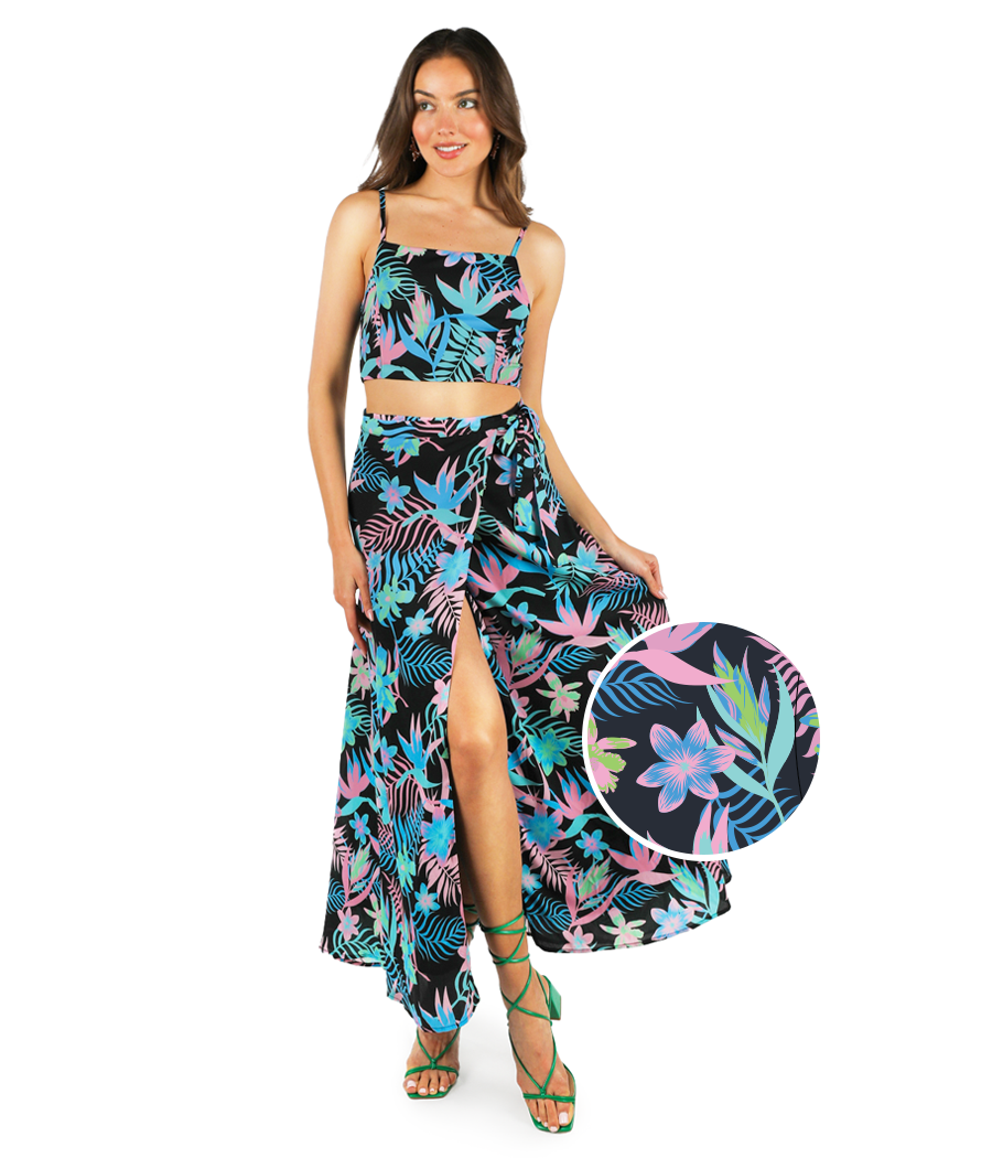 Fluorescent Foliage 2-Piece Maxi Dress