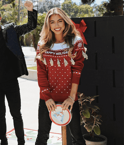 Women's Happy Holidays Tassel Ugly Christmas Sweater Image 2