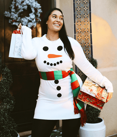 Women's Snowman Scarf Sweater Dress