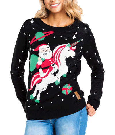 Women's Santa Unicorn Ugly Christmas Sweater Image 5