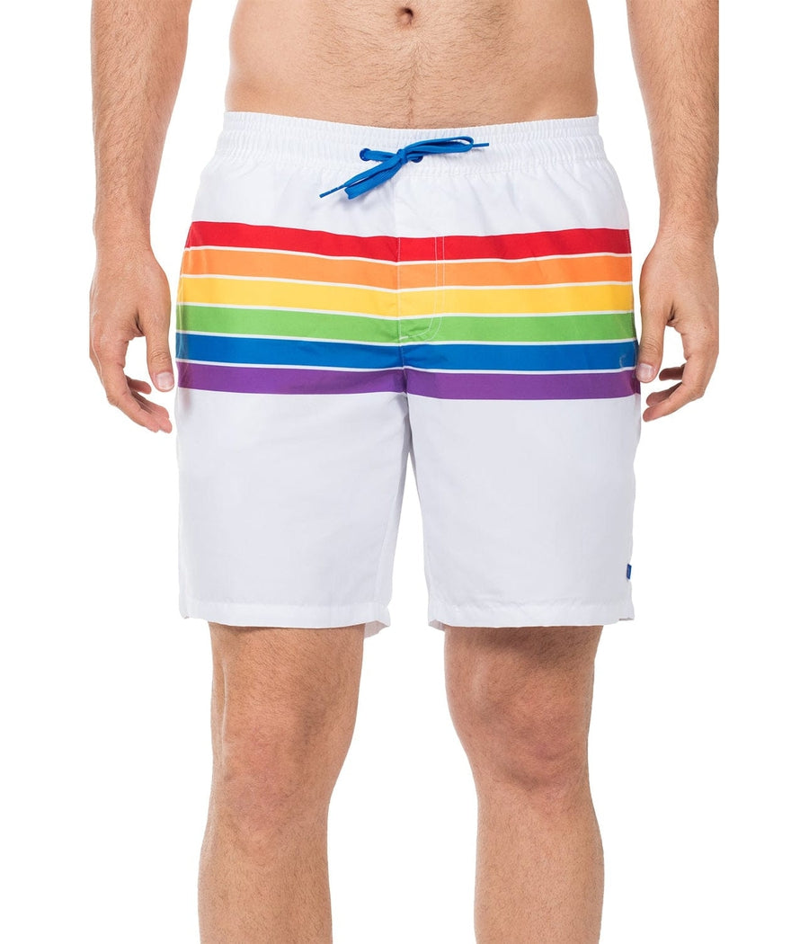 White Rainbow Swim Trunks