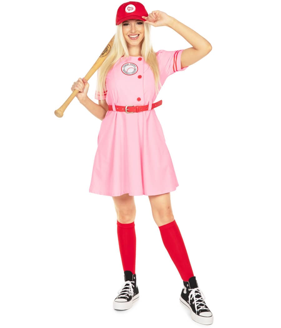 pink baseball dress Ribbed Knit Dress