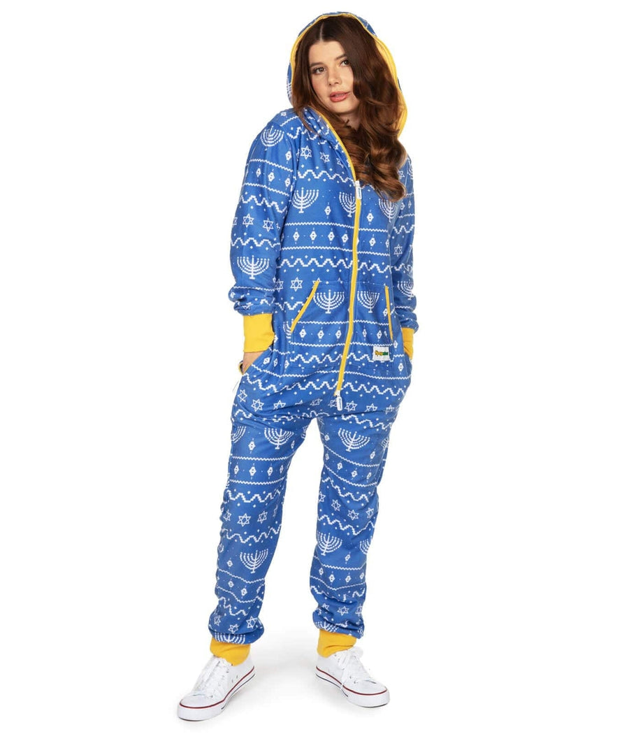 Women's Blue Hanukkah Jumpsuit Image 2