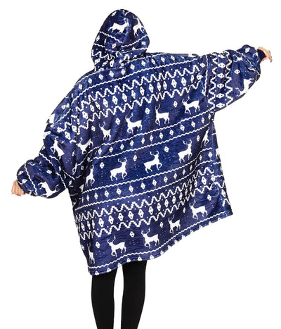 Blue Reindeer Blanket Hoodie Image 3