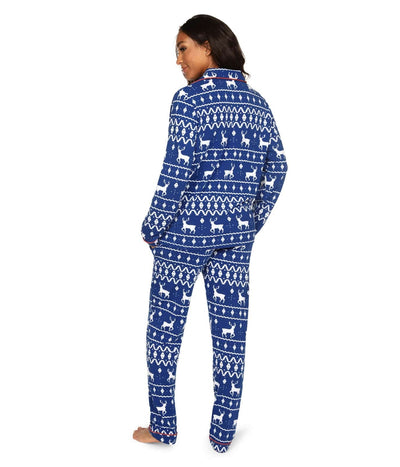 Women's Blue Reindeer Pajama Set Image 2