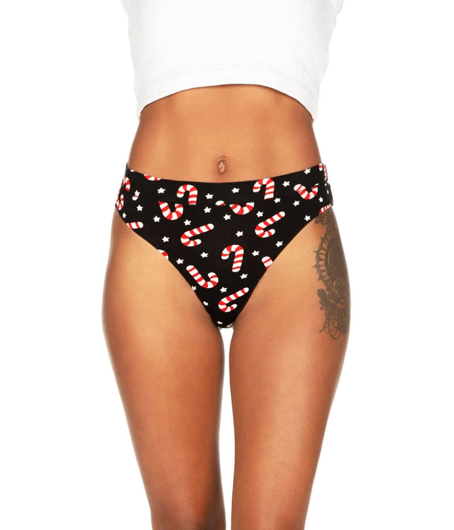 Women's Candy Cane Lane Thong Underwear Primary Image