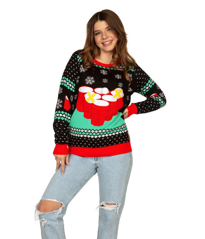 Women's Cheer Pong Game Ugly Christmas Sweater Image 2