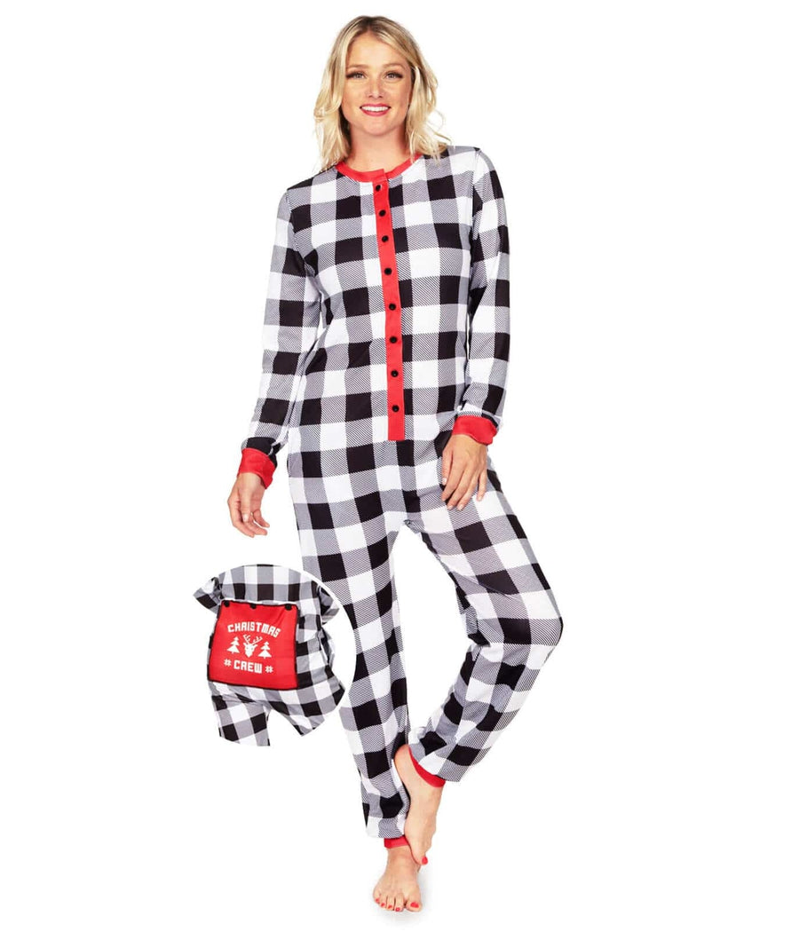 Women's Christmas Crew Plaid Onesie Pajamas