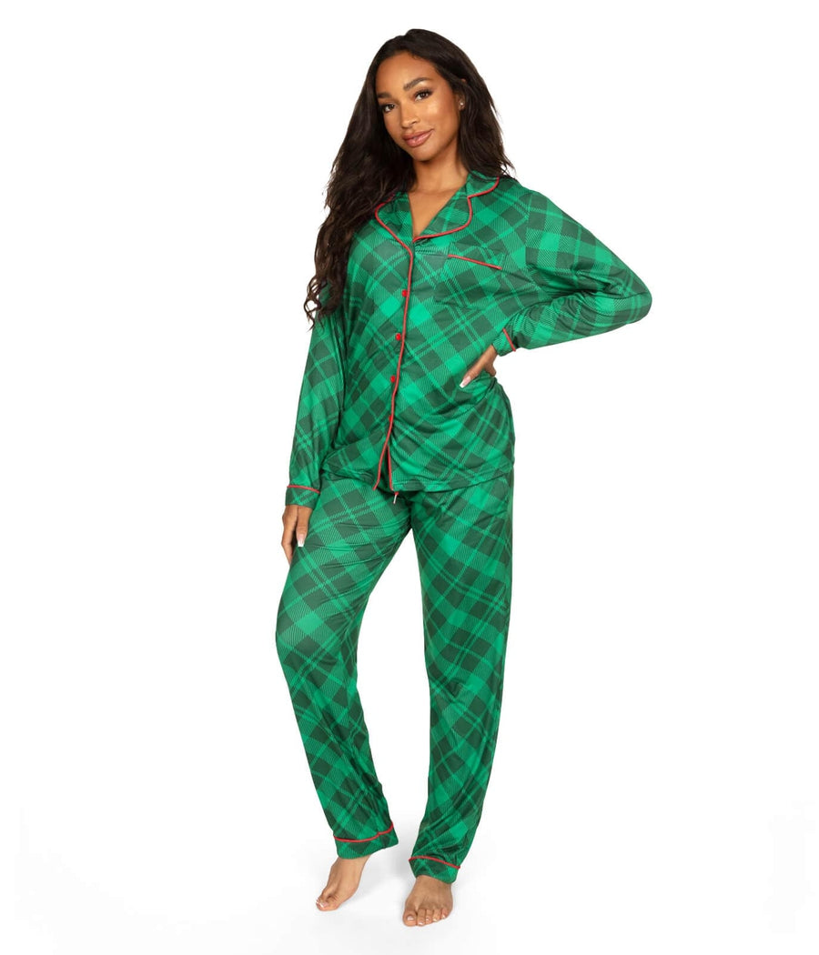 Women's Green Plaid Pajama Set Primary Image