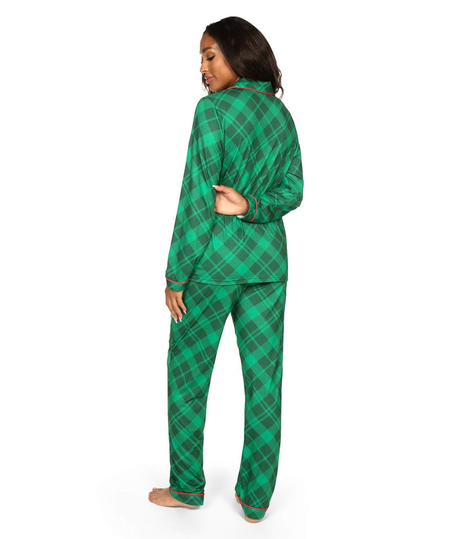 Women's Green Plaid Pajama Set Image 2