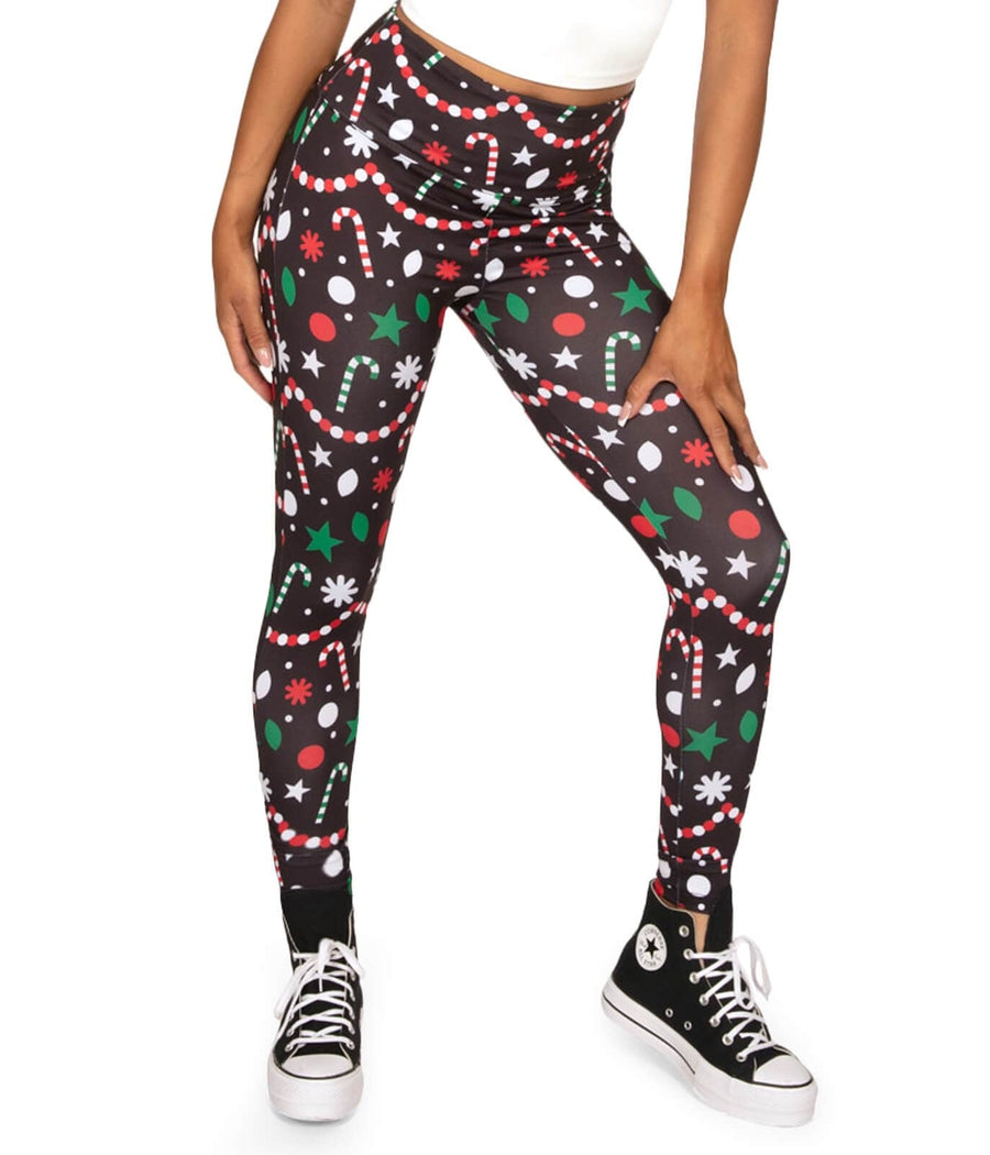 Santa Claus Ho Ho Ho Jolly Christmas Holiday Women's Leggings TC Plus Size  12-18