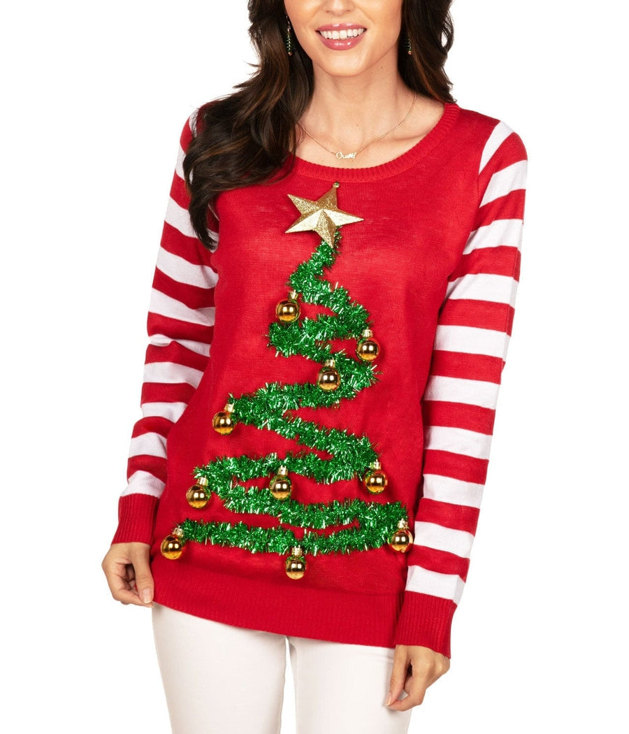 Women's Tinsel Christmas Tree Ugly Christmas Sweater